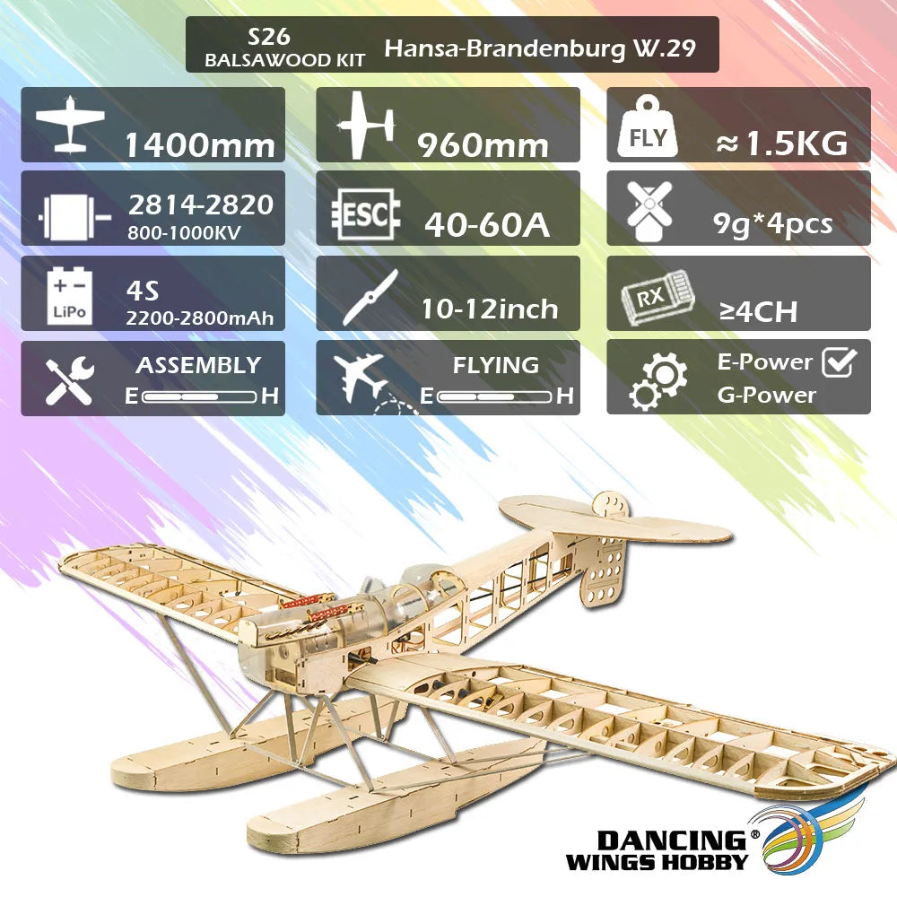 Seaplane Hansa-Brandenburg W.29 Balsa Wood Kit 1400mm