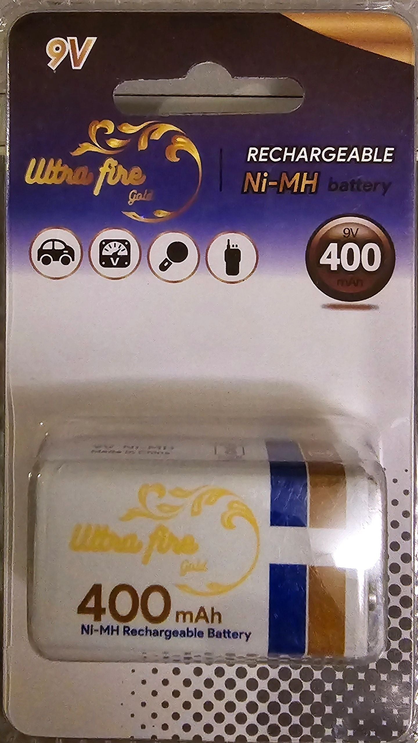 9 Volt 400mAh NiMH Rechargeable Battery