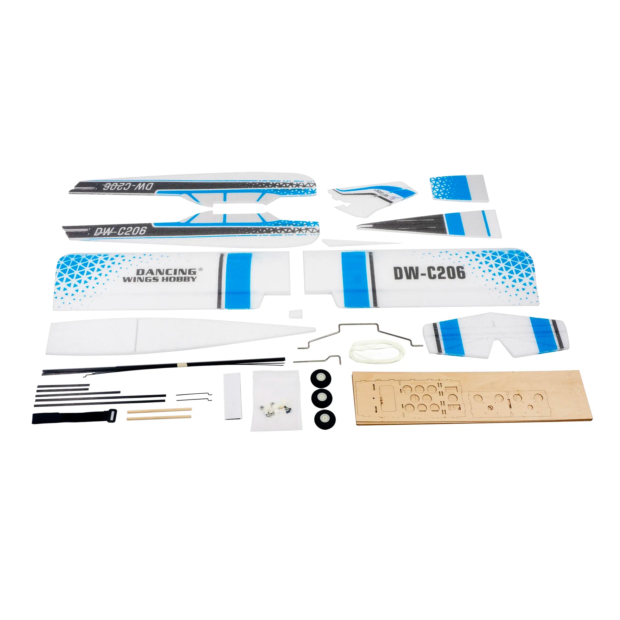 DIY Cessna Trainer RC Airplane Kit Contents Including EPP Airframe and Hardware Parts