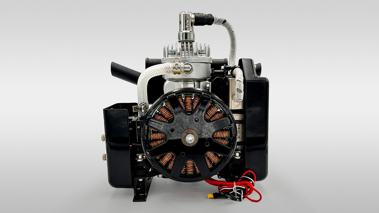 DLE Engine or motor assembly on a gray background