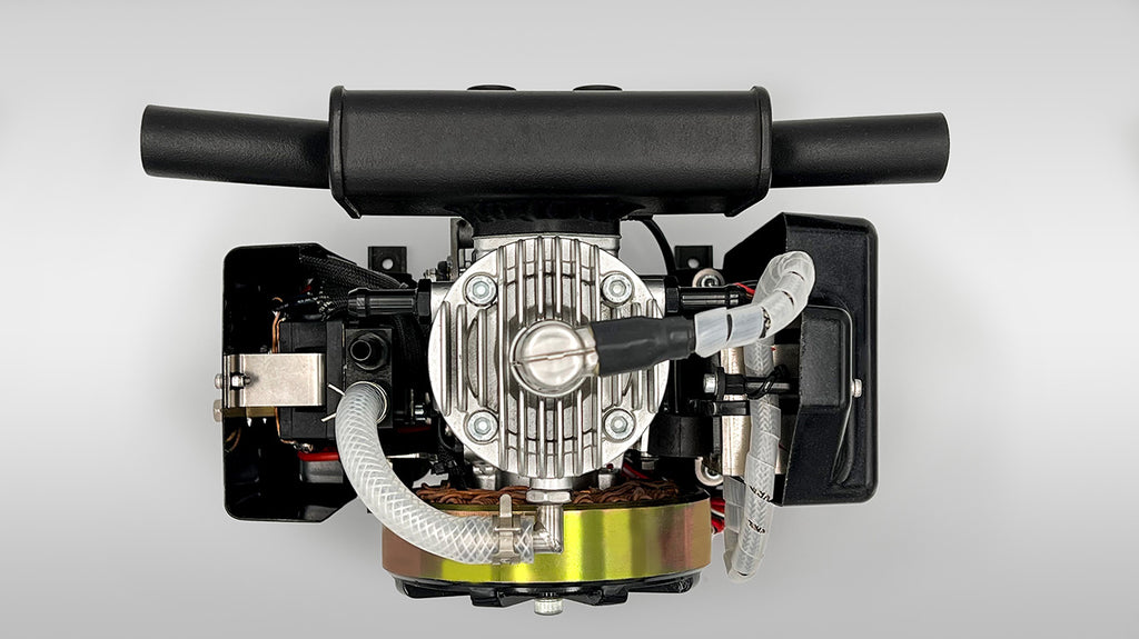Close-up of DLE35HD engine or motor on a white background