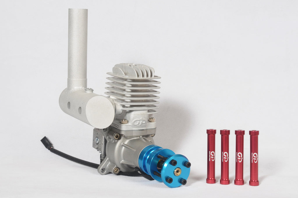 Great Power GP38 RC aircraft engine with muffler and standoffs