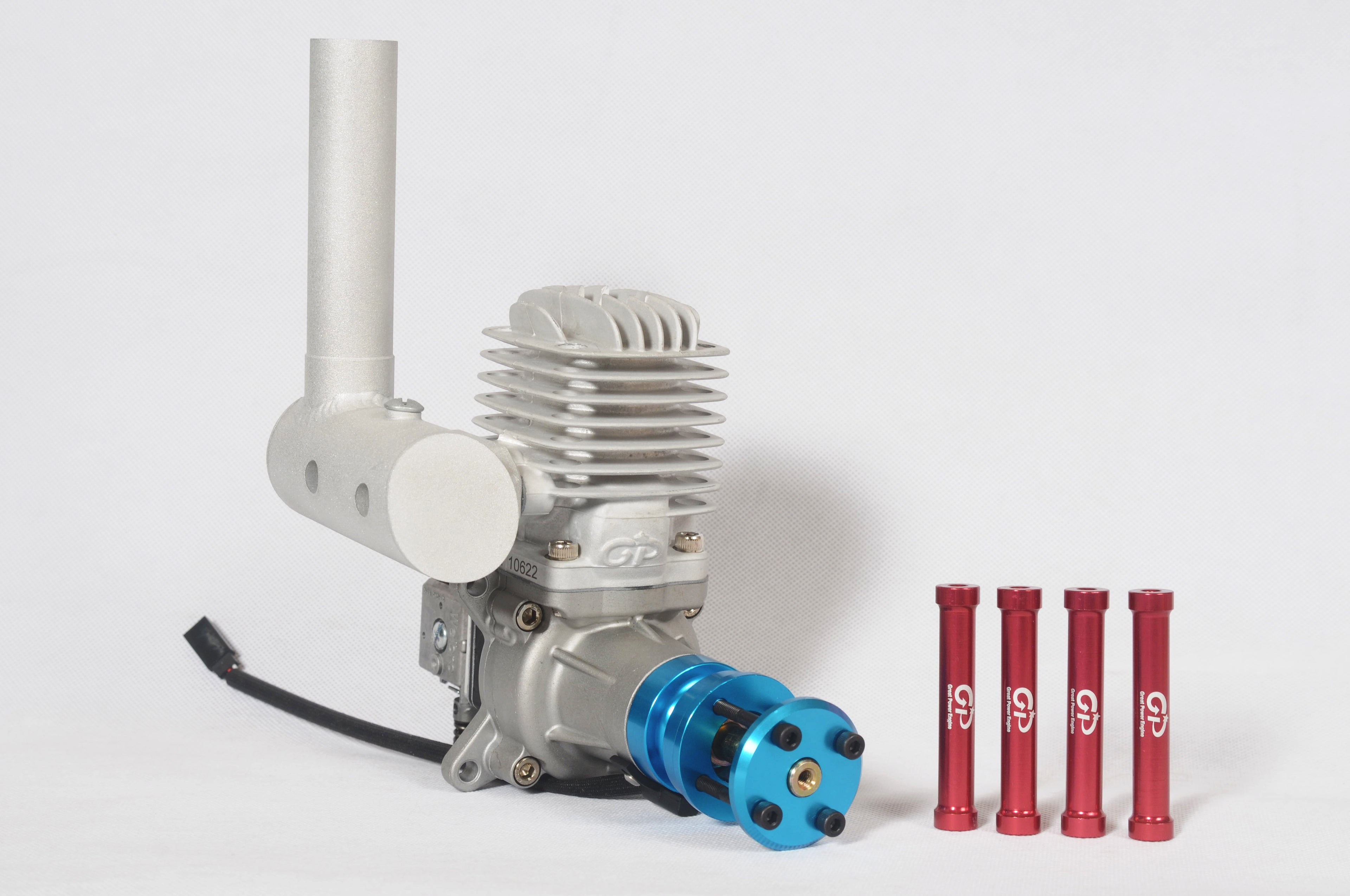 Great Power GP38 RC aircraft engine with muffler and standoffs