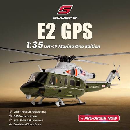 Goosky E2 UH-1Y GPS Scale Helicopter – RTF Mode 2 & BNF Versions