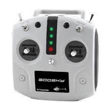 Goosky remote control device with green and red lights on a white background