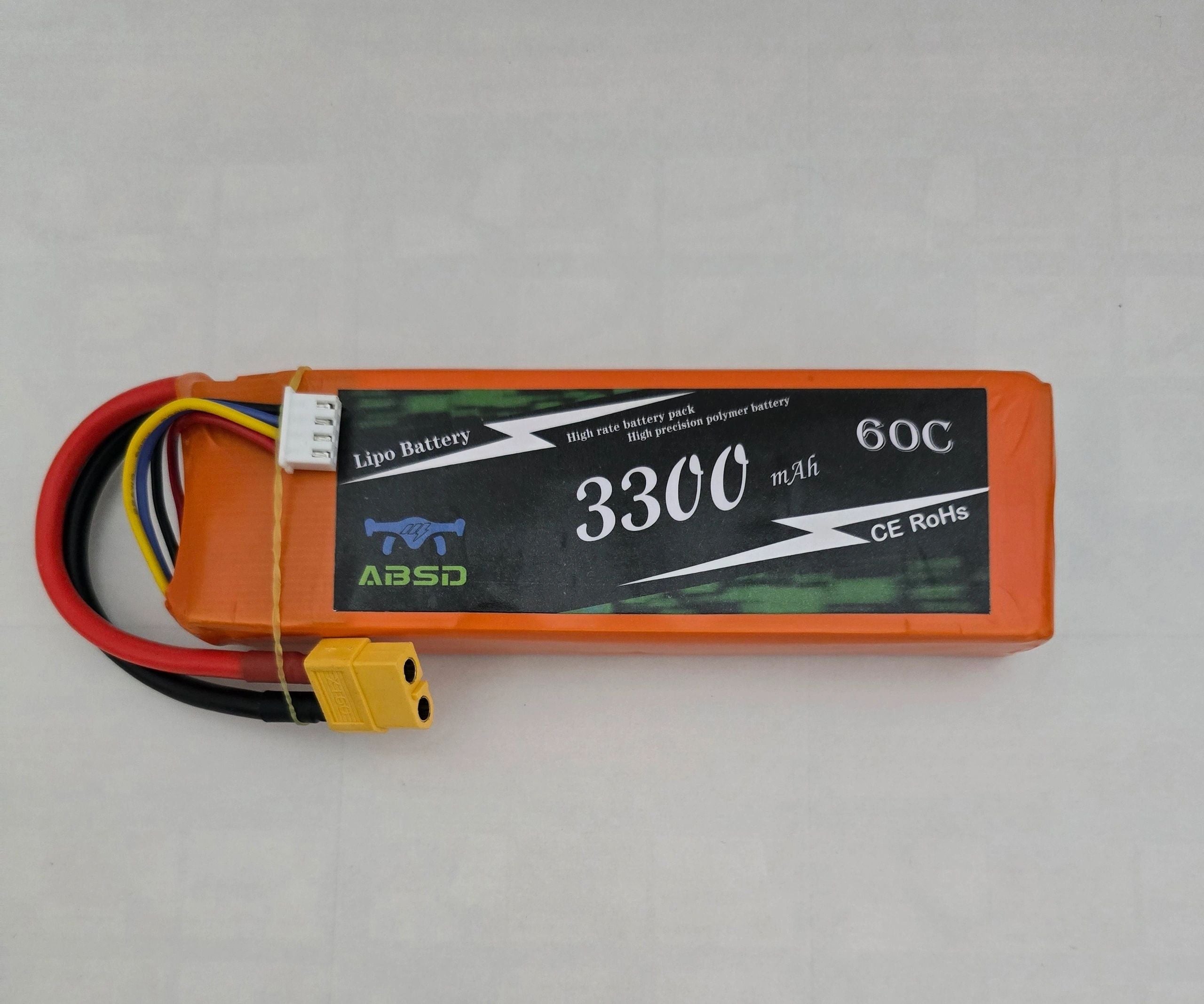 ABSD 11.1V 3300mAh 3S 60C Lipo Battery with XT60 Plug