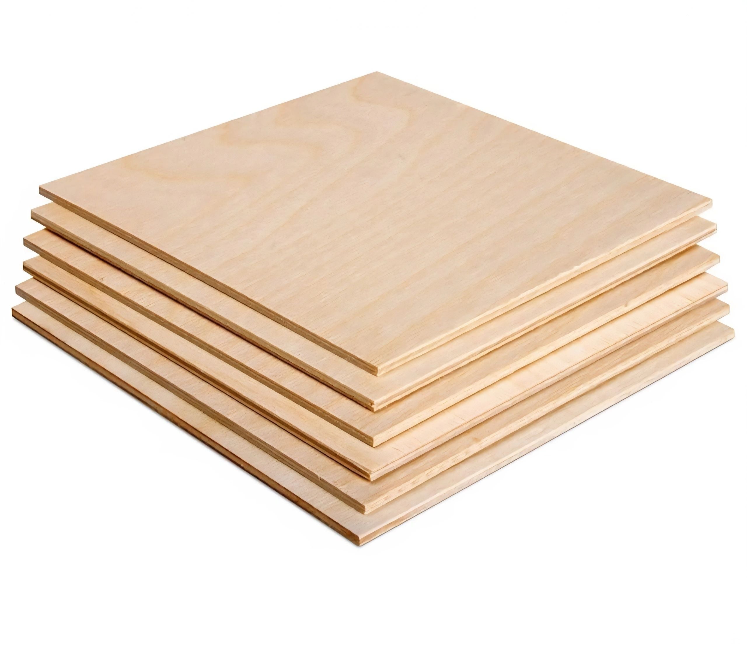 Stack of wooden panels on a white background