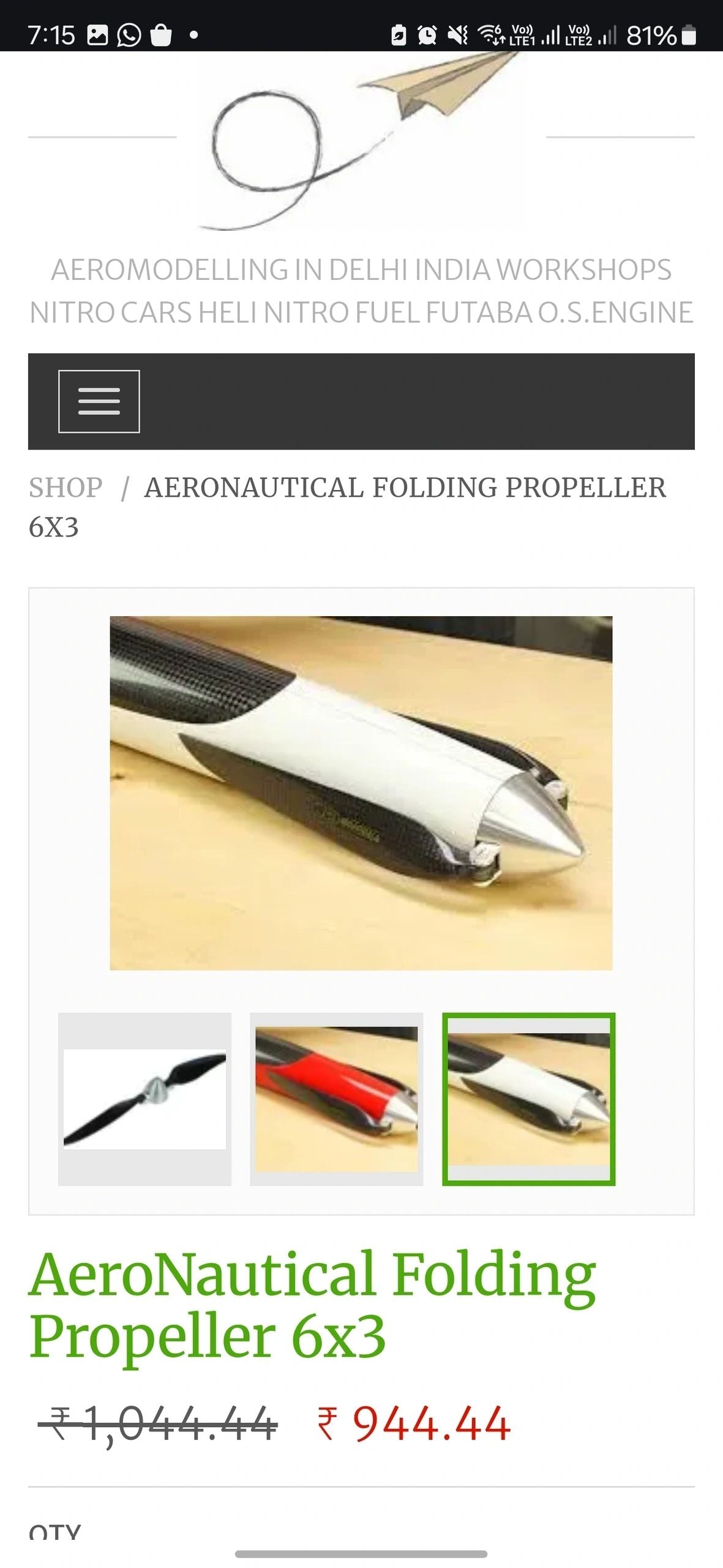 AeroNautical Folding Propeller 11x6