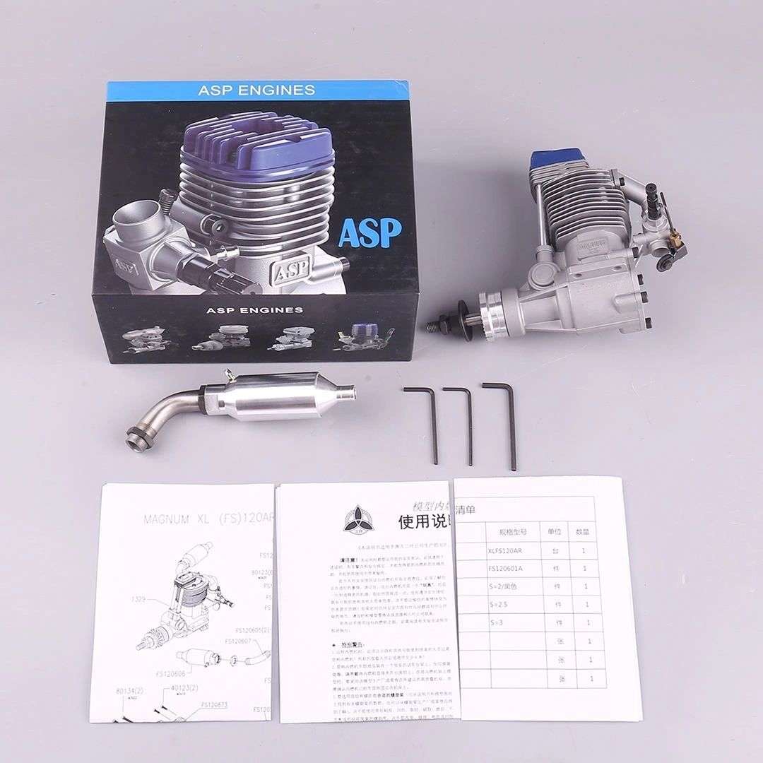 ASP MAGNUM XLS FS120AR 19.96CC Four Stroke Nitro Engine for RC Airplane Comparable to OS FOS FAITO Engines