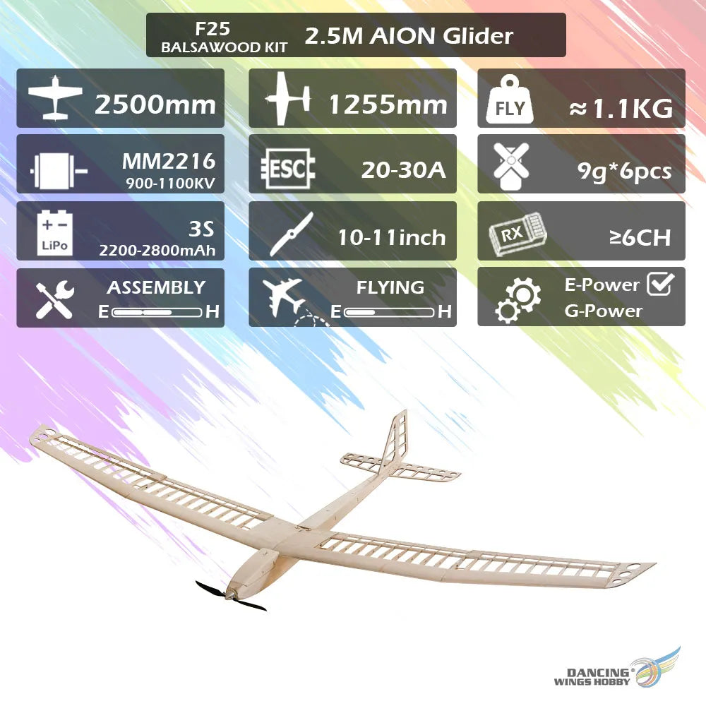 Sport Glider 2500mm Balsa Wood RC Airplane Kit