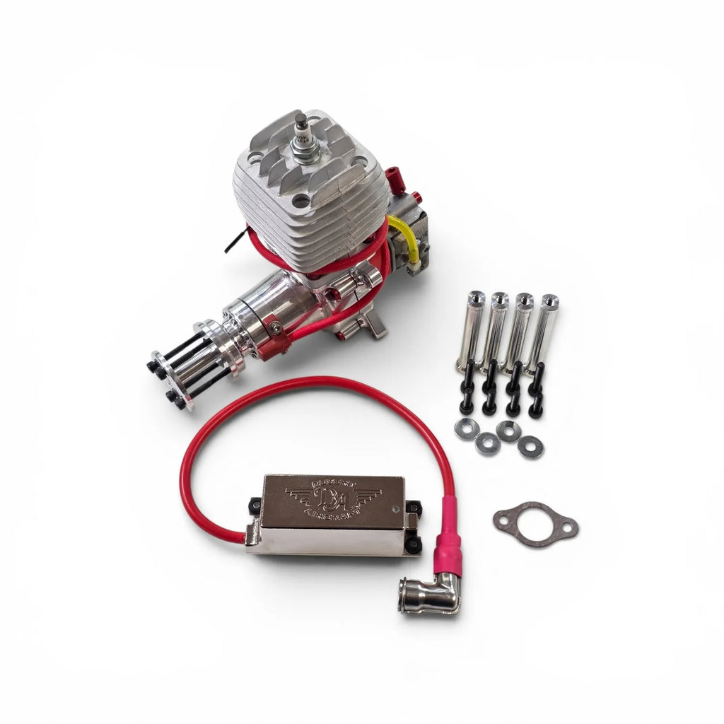 DA-35 RC aircraft engine with Pitts muffler for 30-40cc aircraft with ignition module and standoffs