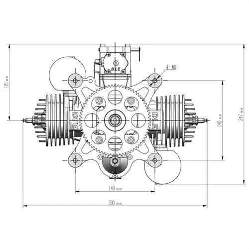 DLE170M Gasoline / Petrol Paramotor Engine Paragliding Engine 17.5HP/7500rpm Electric Starting Power Generation Version