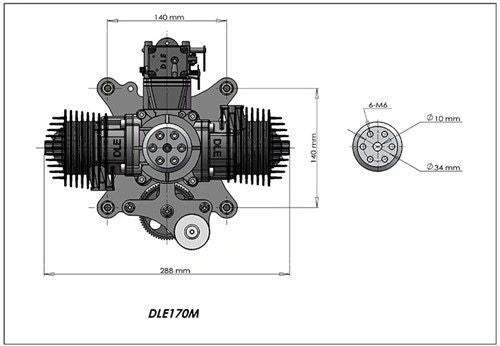 DLE170M Paramotor Engine Paragliding Engine 17.5HP/7500rpm Electric Start