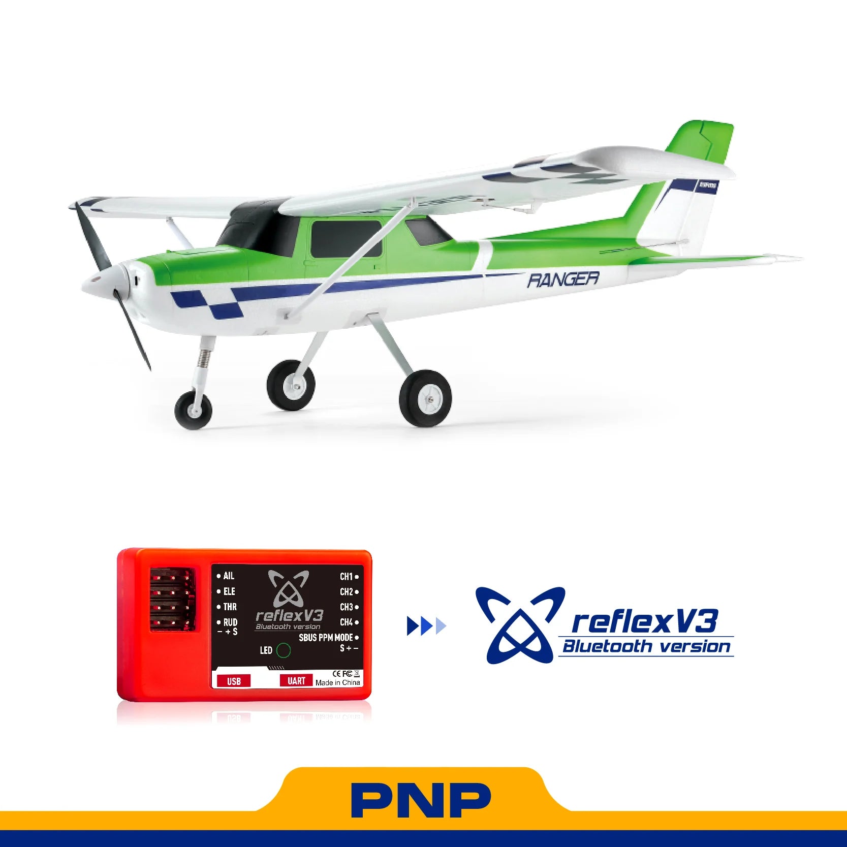 FMS Ranger 1.22m green RC airplane with Reflex V3