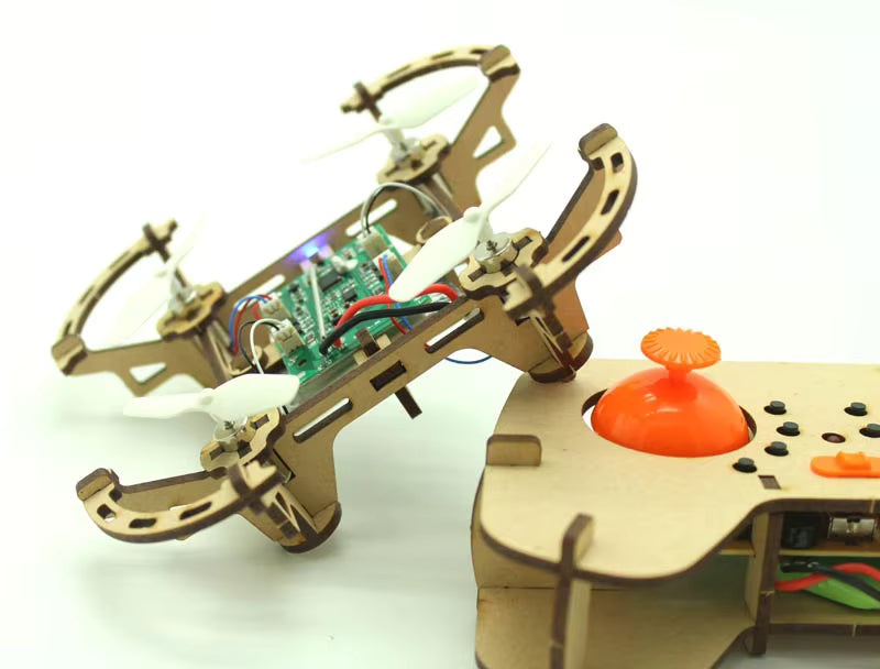Wooden DIY Quadcopter Kit with Remote Controller
