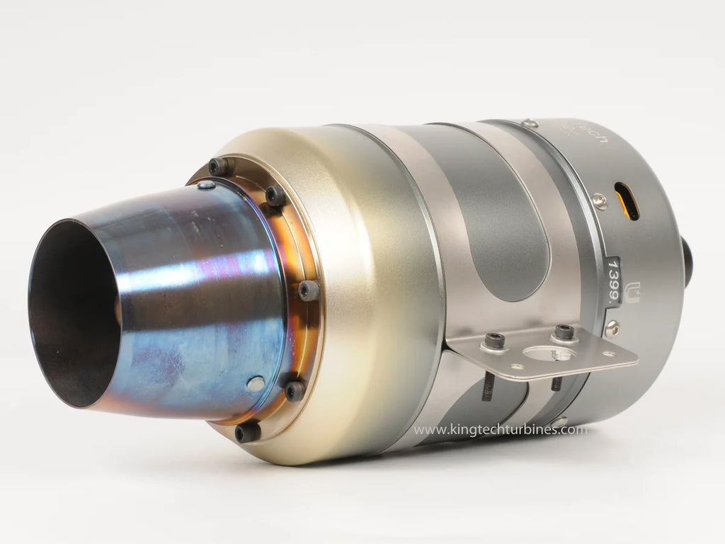 KingTech K-130G5 Turbine Engine 130N Side View Blue Titanium Exhaust