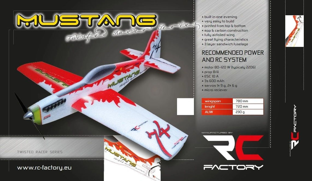 RC FACTORY MUSTANG RED WITH MOTOR ESC PROP SERVOS