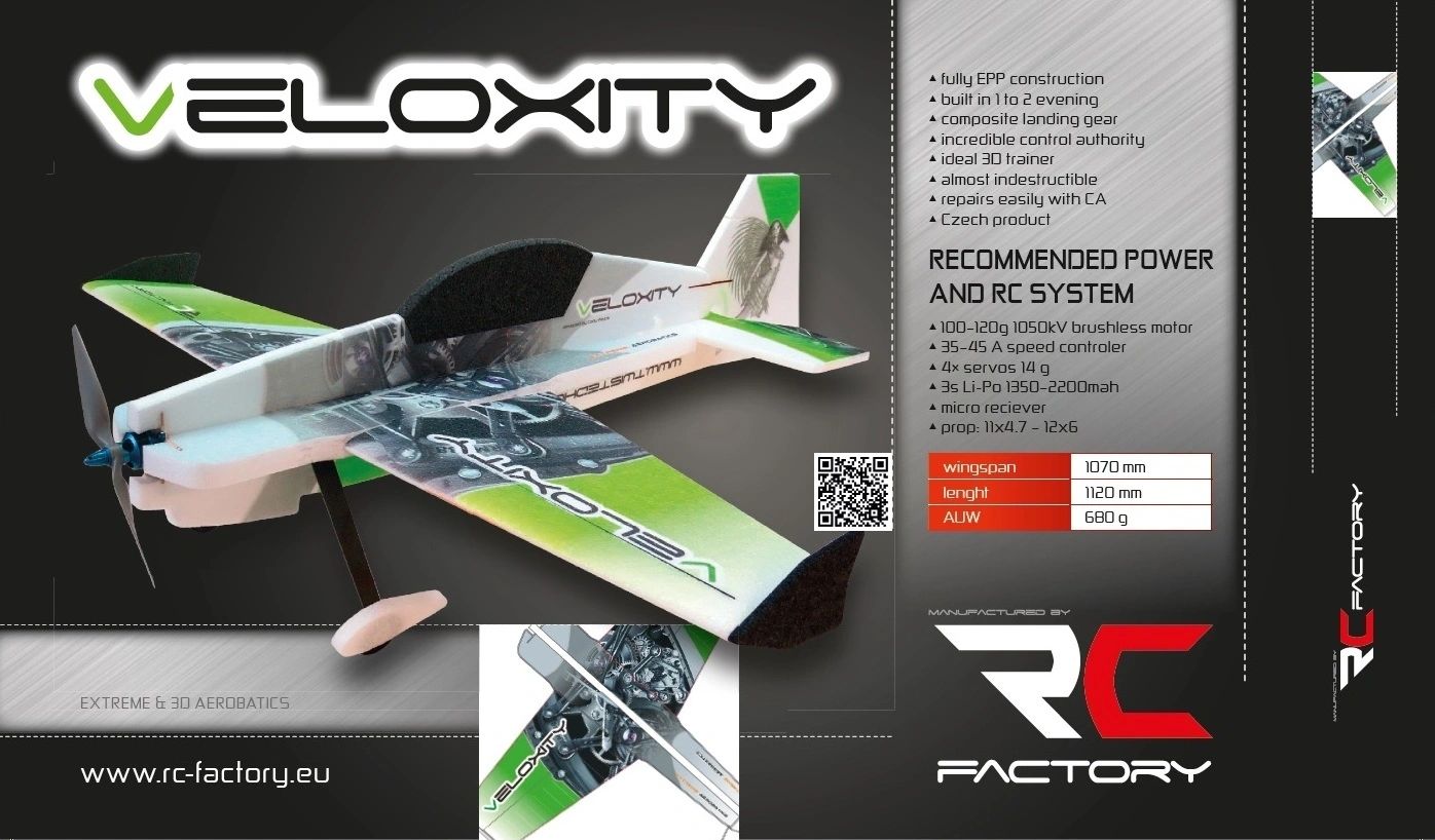 RC FACTORY VELOXITY GREEN WITH MOTOR ESC PROP SERVOS
