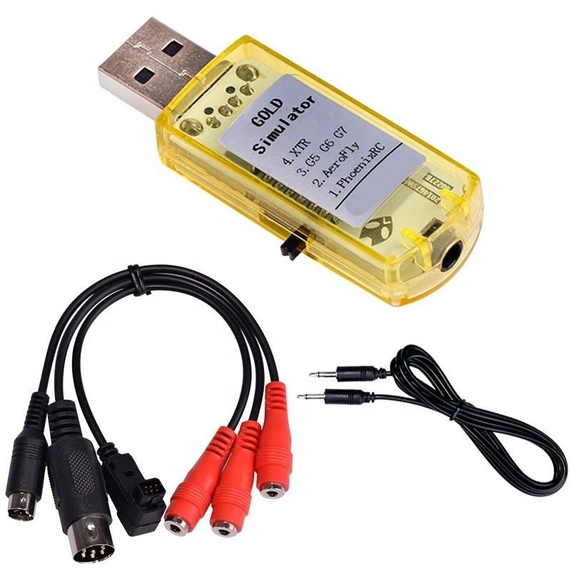 USB cable simulator with various connectors on a white background