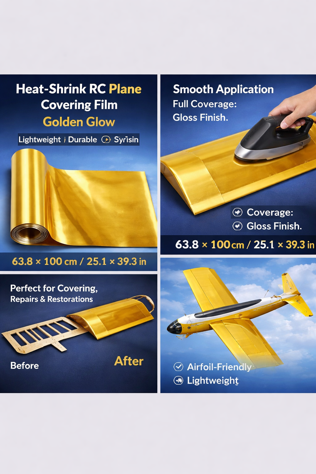 Applying heat-shrink covering film on RC plane using covering iron